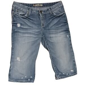 Bke Buckle Sabrina Womens Distressed Low-Rise Denim Capris Size 30